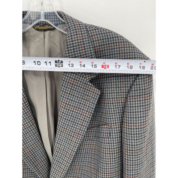 Brooks Brother 346 Herringbone Blazer Men 43 R Gray Multicolor Wool Jacket Suit - Picture 6 of 12
